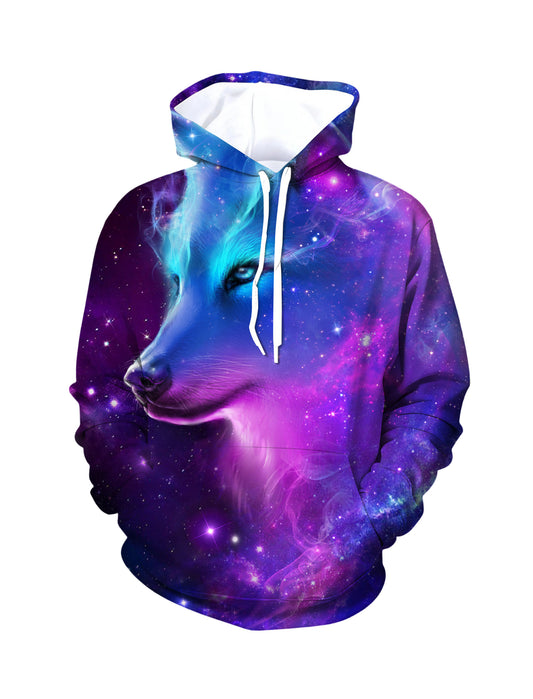 Mystical Galaxy Wolf with Purple and Blue Nebula 3D Print Hoodie