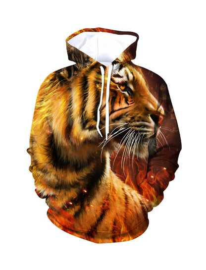 Tiger Flame 3D All Over Print Hoodie Unisex Soft Comfortable Streetwear