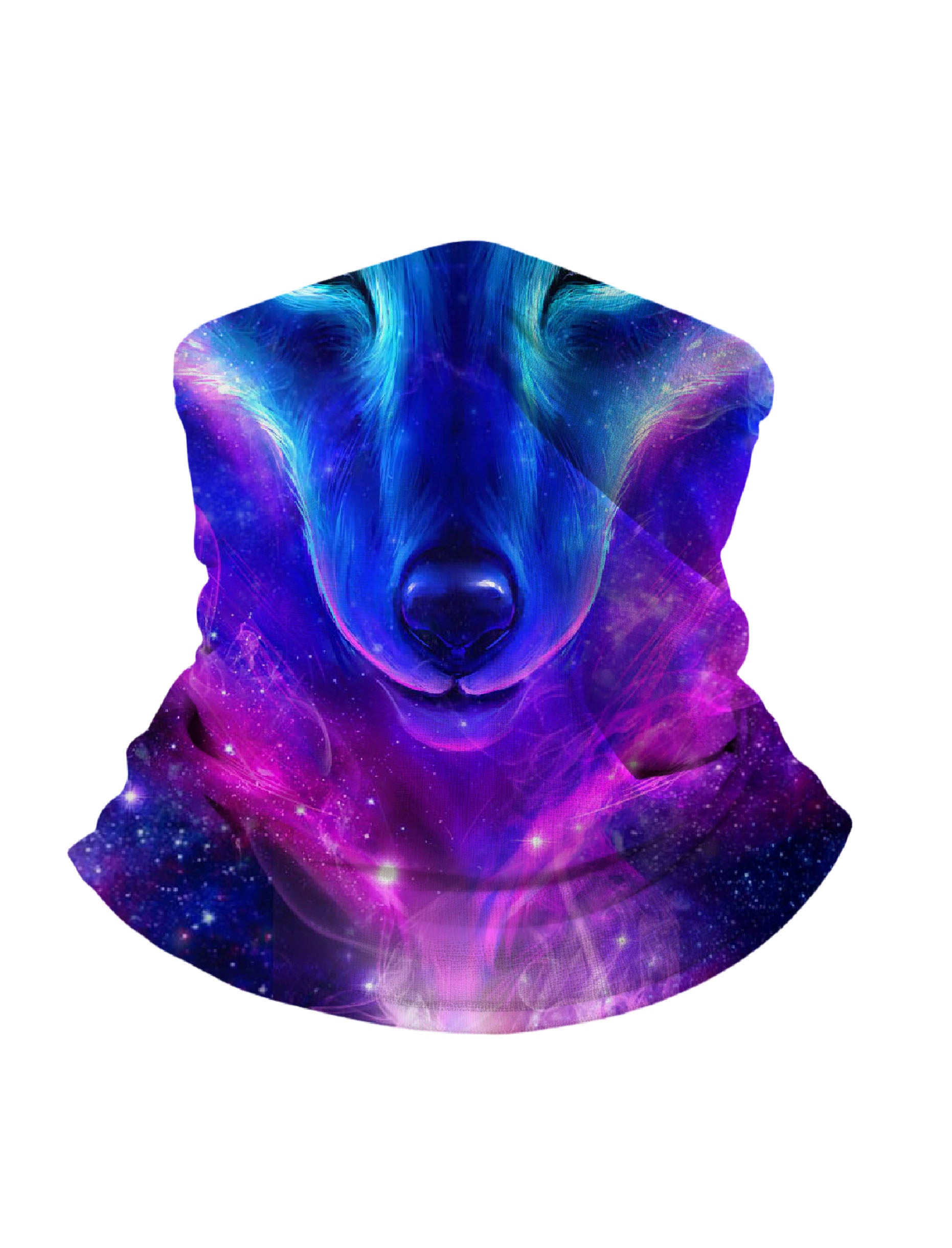 Neck Gaiter with 3D All Over Print Galaxy Nebula Dog Face, Aesthetic Y2K Style, Unisex Breathable Fabric for Outdoor Use