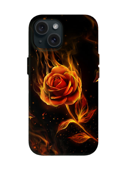 Flame Rose Edgy Cyberpunk Tough Phone Case