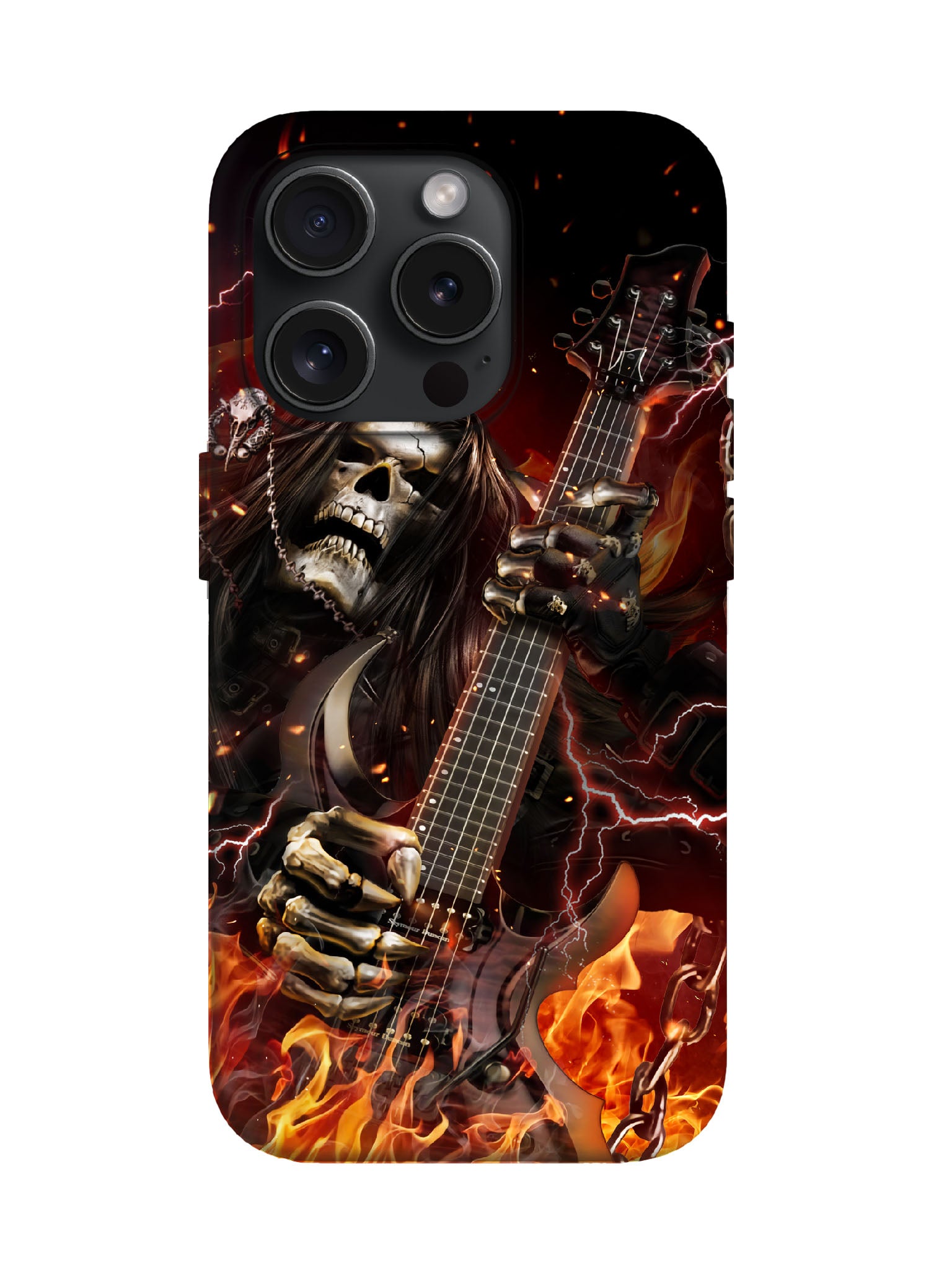 Skull Flame Edgy Cyberpunk Tough Phone Case