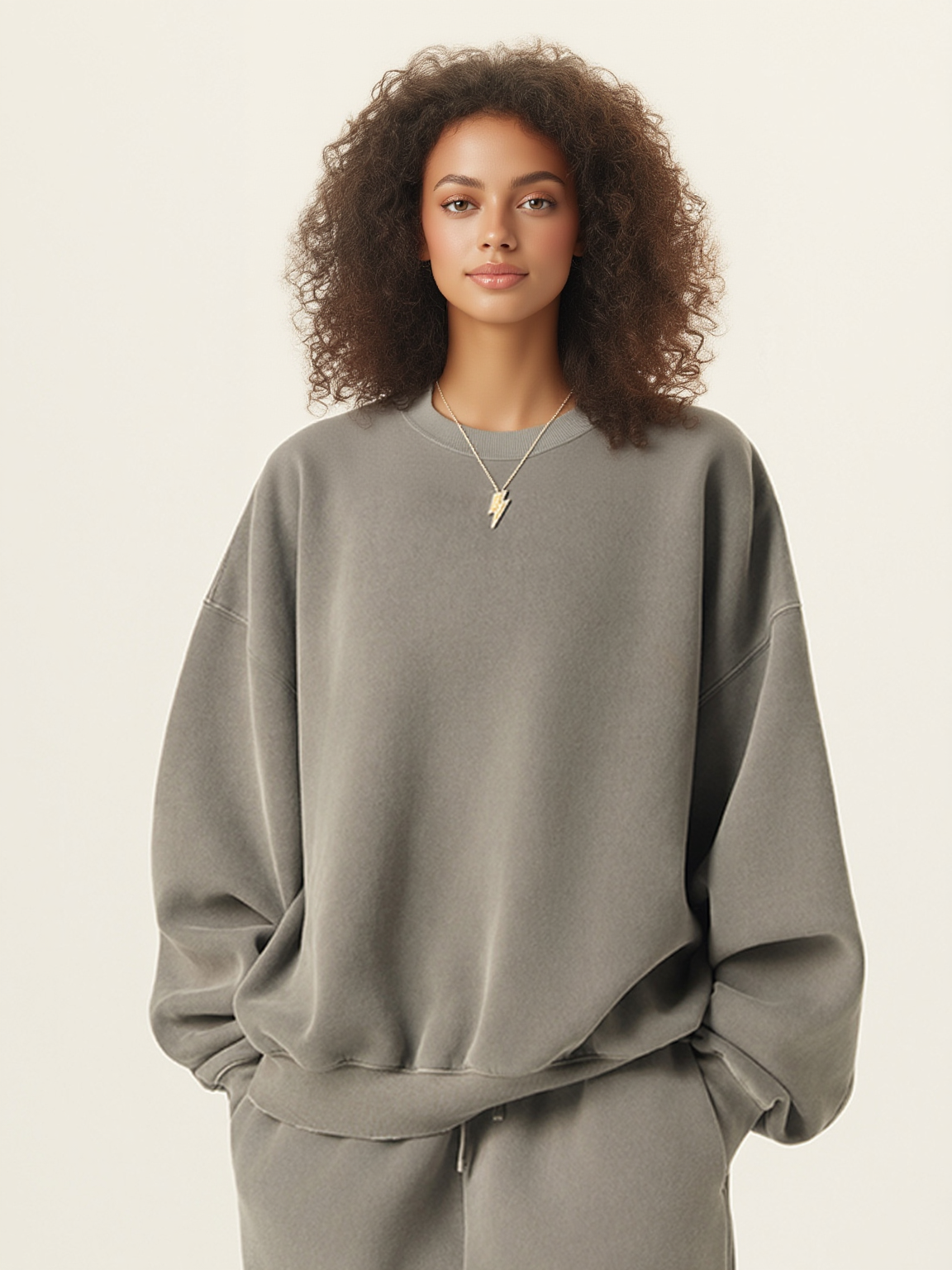 Stone-Washed Heavyweight Fleece Oversized Sweatshirt
