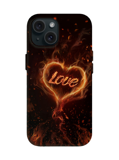 Flame Heart Edgy Tough Phone Case