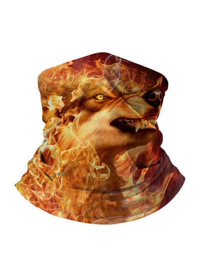 Unisex 3D Wolf & Skull Graffiti Neck Gaiter – Streetwear Style, Soft Breathable Fabric for Outdoor Sports