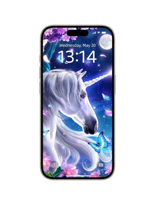 Moonlit Forest Unicorn Phone Wallpaper