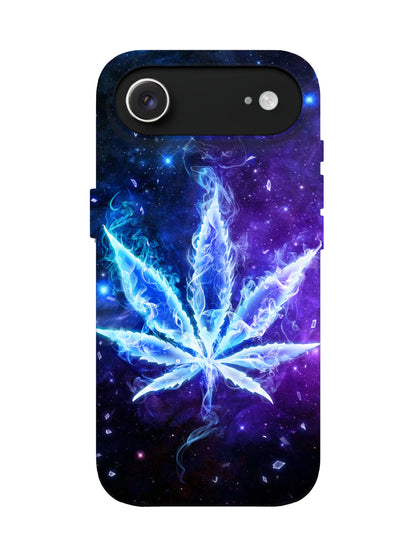 Neon Flame Leaf Cyberpunk Tough Phone Case