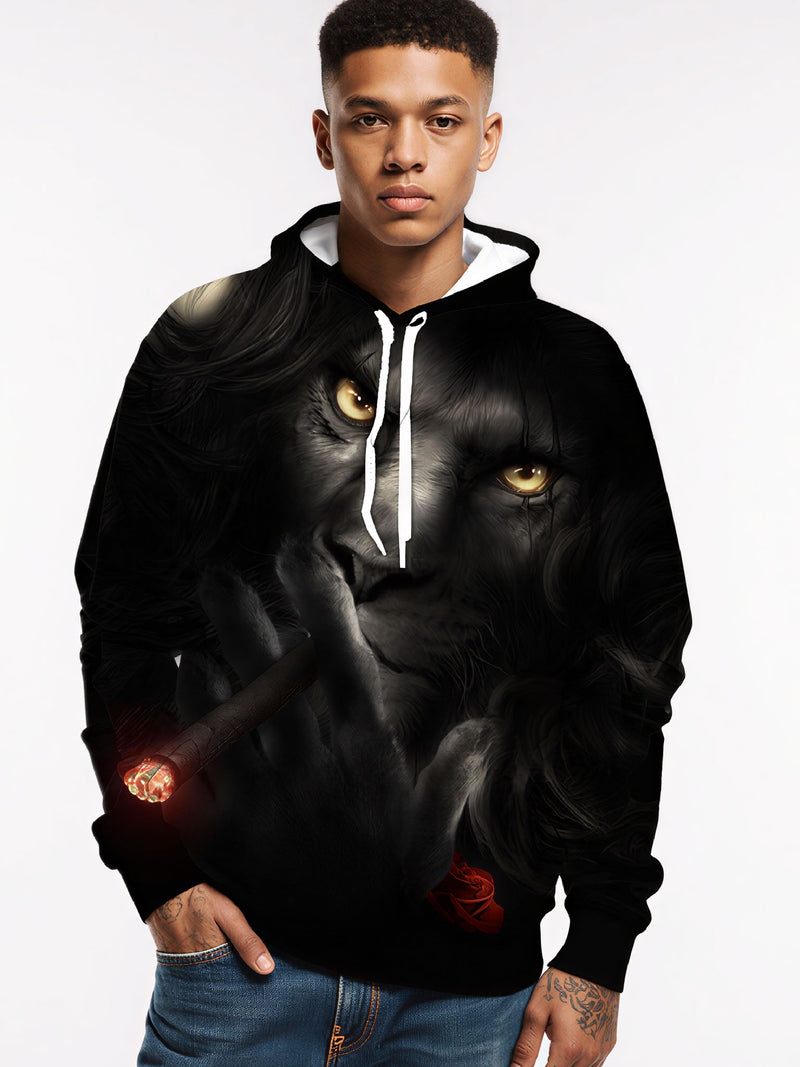 Hoodie 3D All Over Print Lion Smoke Red Rose Streetwear Unisex Soft Comfortable