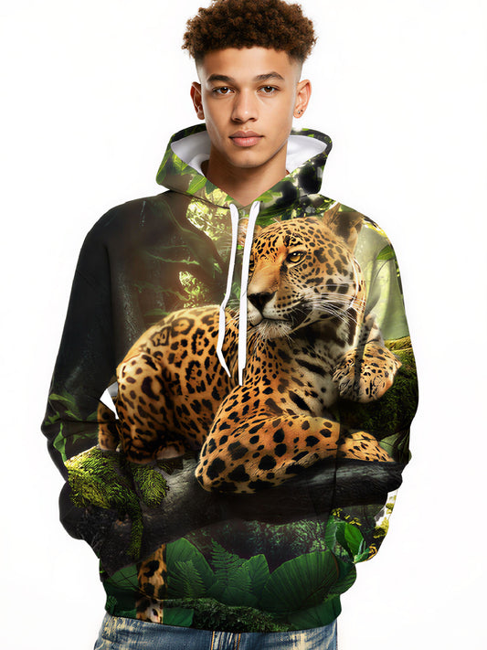 Unisex 3D All Over Print Hoodie Jaguar Jungle Nature Aesthetic Soft Cotton Blend