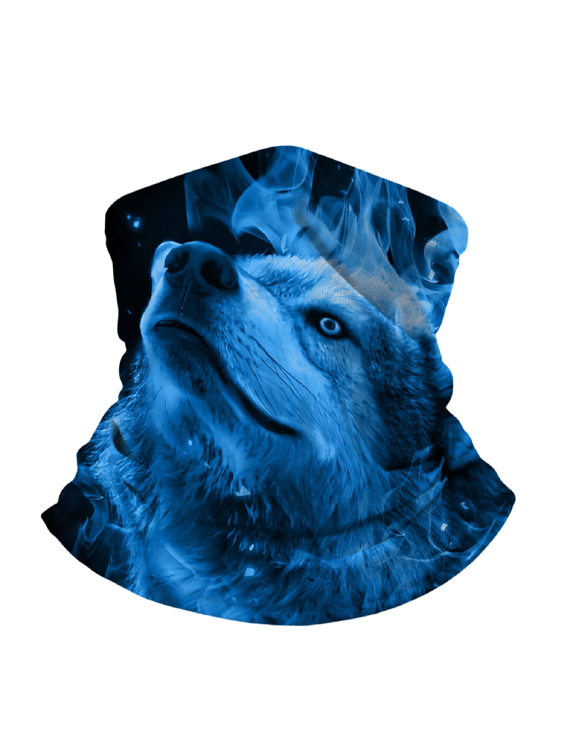 Mystical Blue Smoke Howling Wolf 3D Print Neck Gaiter – Unisex Edgy Aesthetic Face Mask