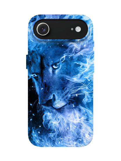 Blue Flame Lion Edgy Cyberpunk Tough Phone Case