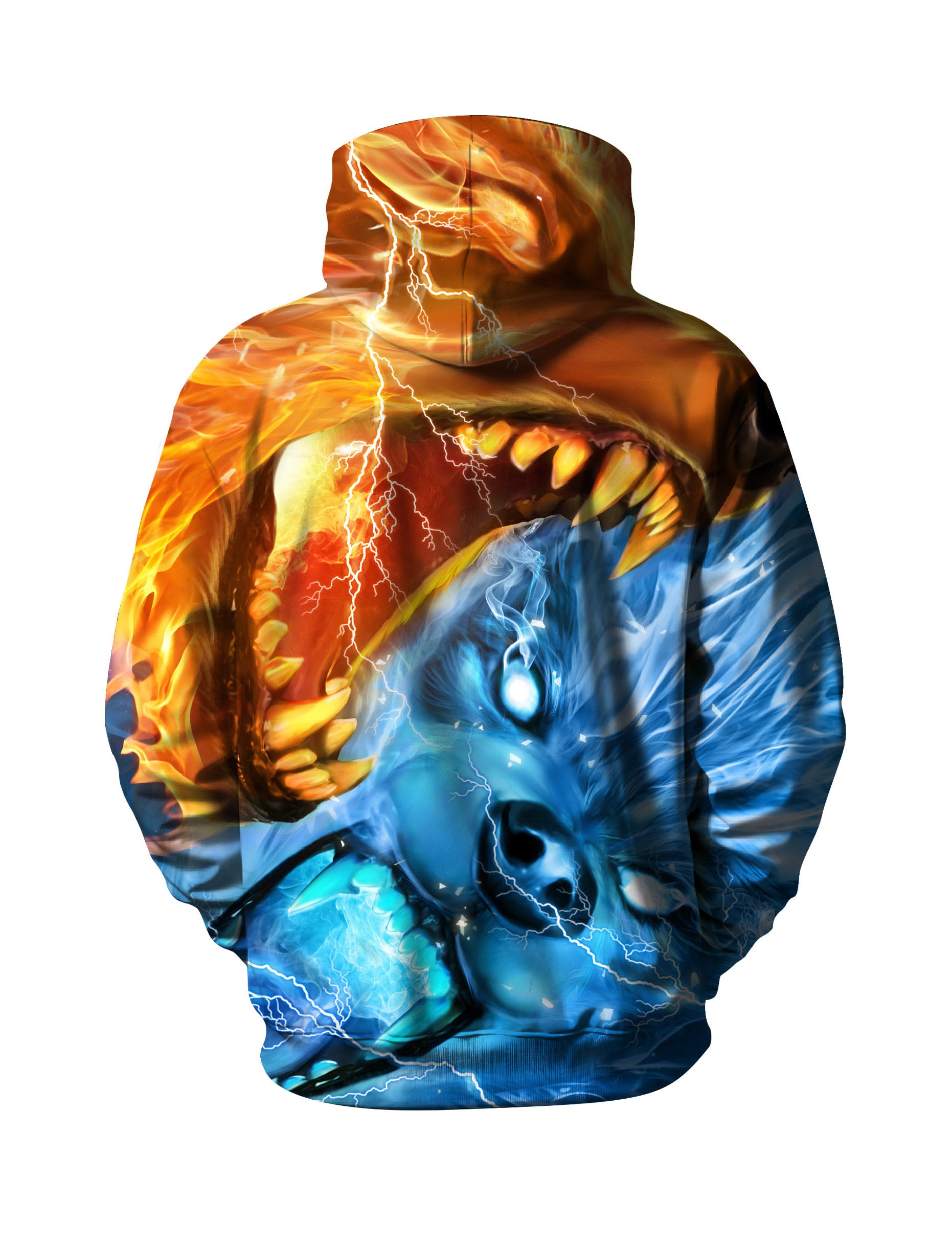 Unisex 3D All Over Print Hoodie Fire Ice Wolf Lightning Streetwear Pullover