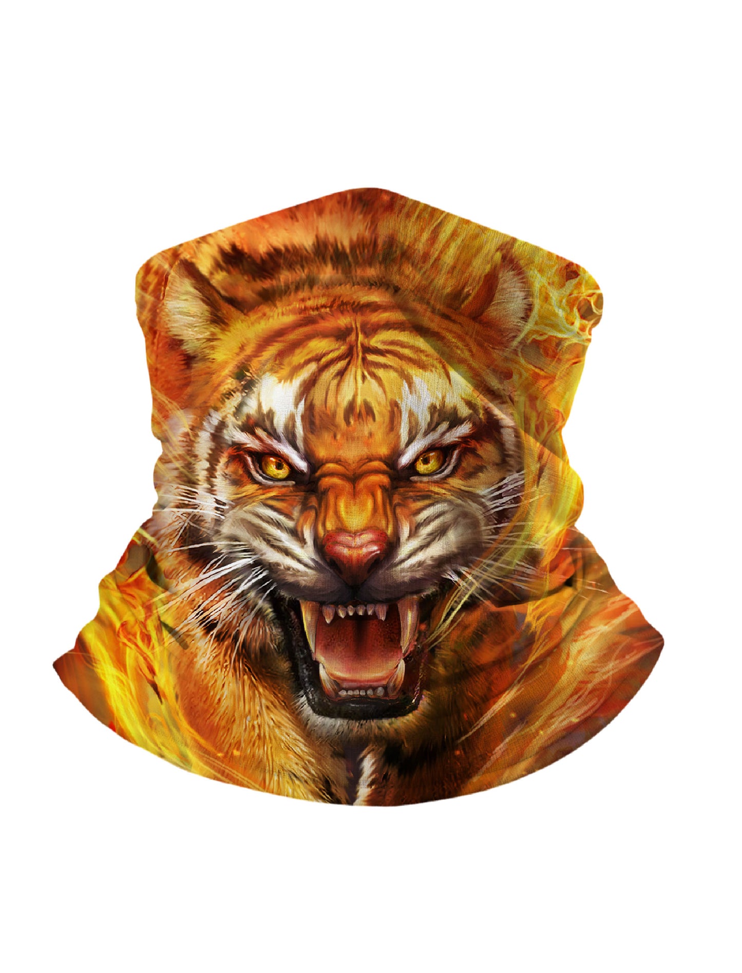 Unisex 3D Fiery Tiger Print Tube Mask – Streetwear Style, Breathable Fabric for Outdoor Sports & Daily Use