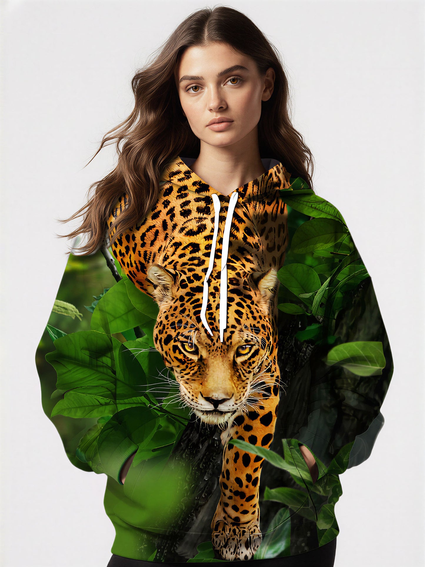 Leopard Jungle 3D All Over Print Hoodie for Men Women Wild Animal Graphic Pullover Sweatshirt
