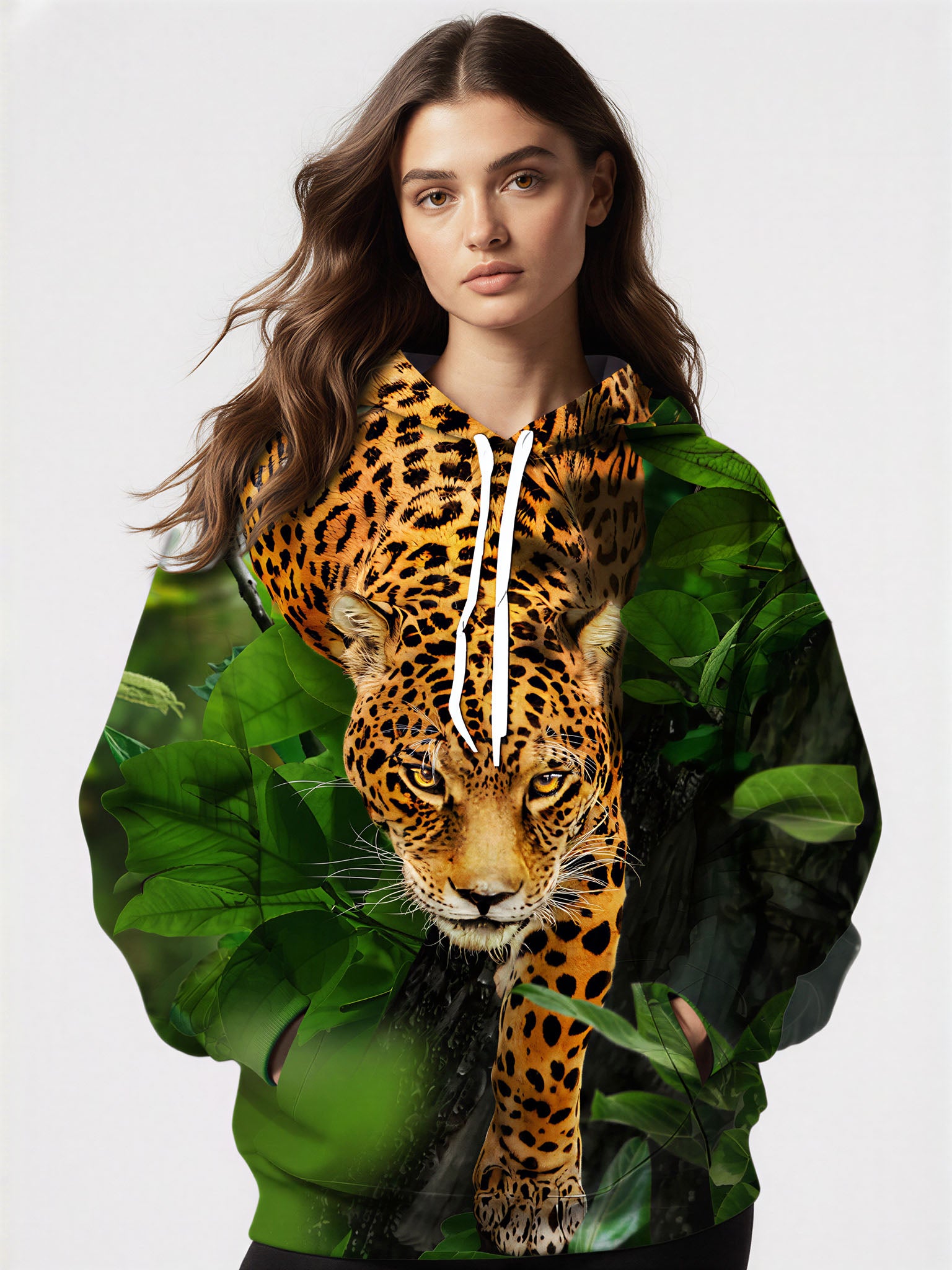 Leopard Jungle 3D All Over Print Hoodie for Men Women Wild Animal Graphic Pullover Sweatshirt