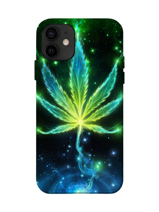 Neon Cannabis Leaf Cyberpunk Protective Phone Case