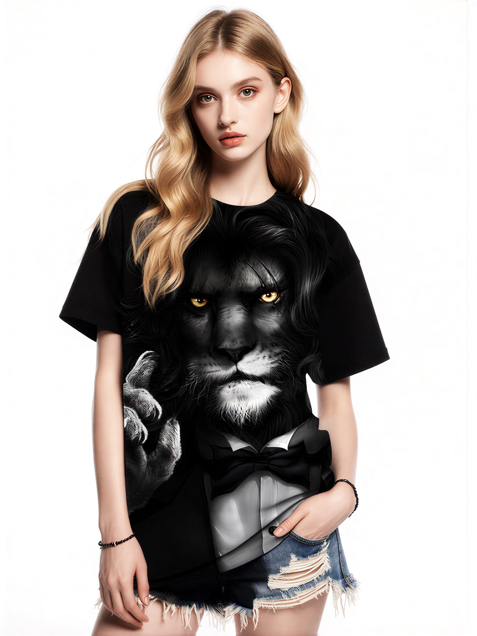 Lion in Tuxedo 3D All Over Print T-Shirt for Men Women Stylish Bold Graphic Wear