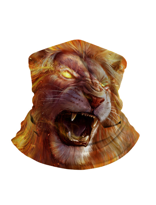 Tube Face Mask with 3D All Over Print Fierce Lion Roar Design, Streetwear Aesthetic Unisex Neck Gaiter, Soft Stretchy Breathable Fabric for Outdoor Activities