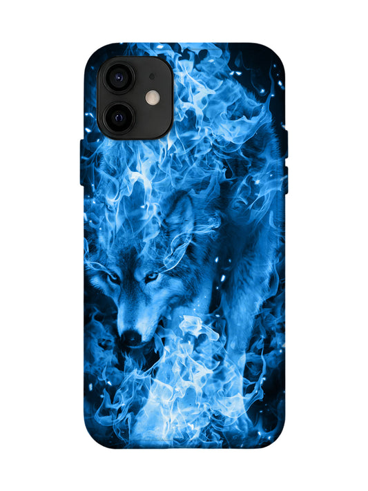 Blue Flame Wolf Edgy Cyberpunk Tough Phone Case