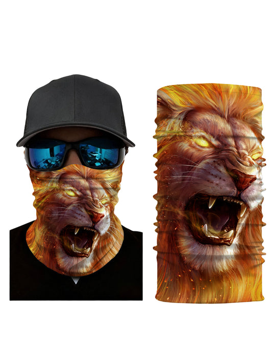 Tube Face Mask with 3D All Over Print Fierce Lion Roar Design, Streetwear Aesthetic Unisex Neck Gaiter, Soft Stretchy Breathable Fabric for Outdoor Activities