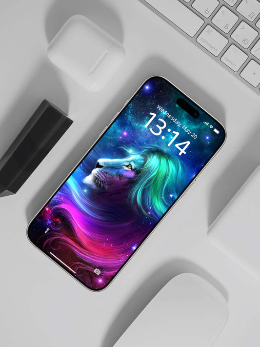 Rainbow Galaxy Lion Phone Wallpaper