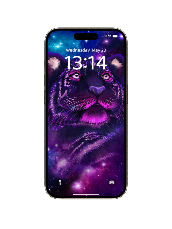 Purple Galaxy Tiger Phone Wallpaper