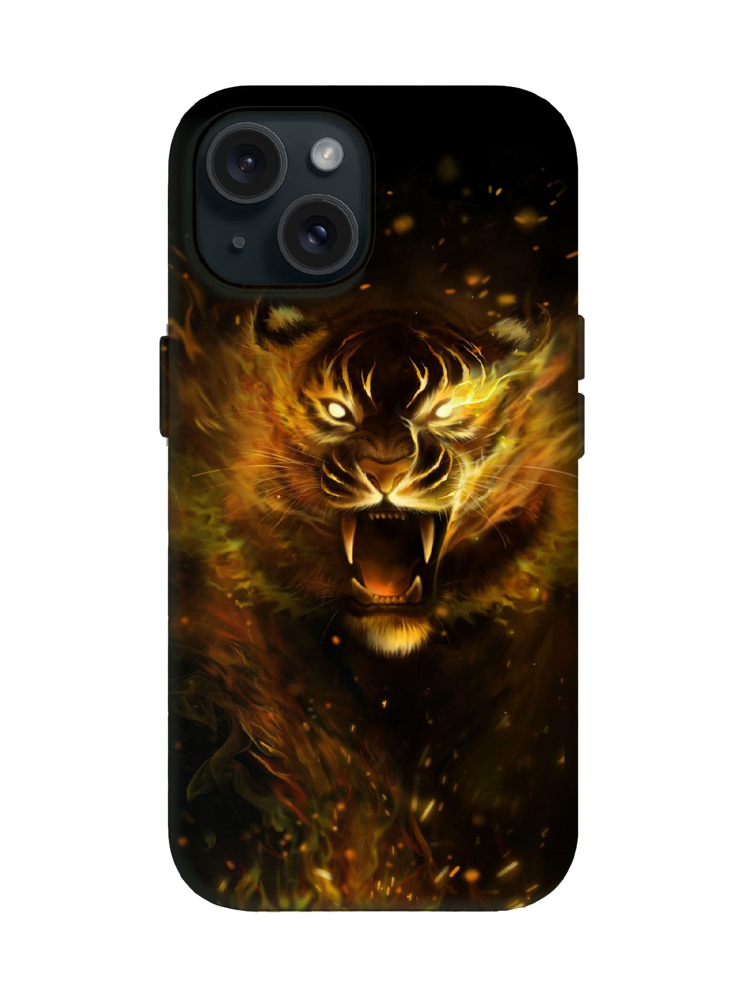 Flame Tiger Edgy Cyberpunk Tough Phone Case