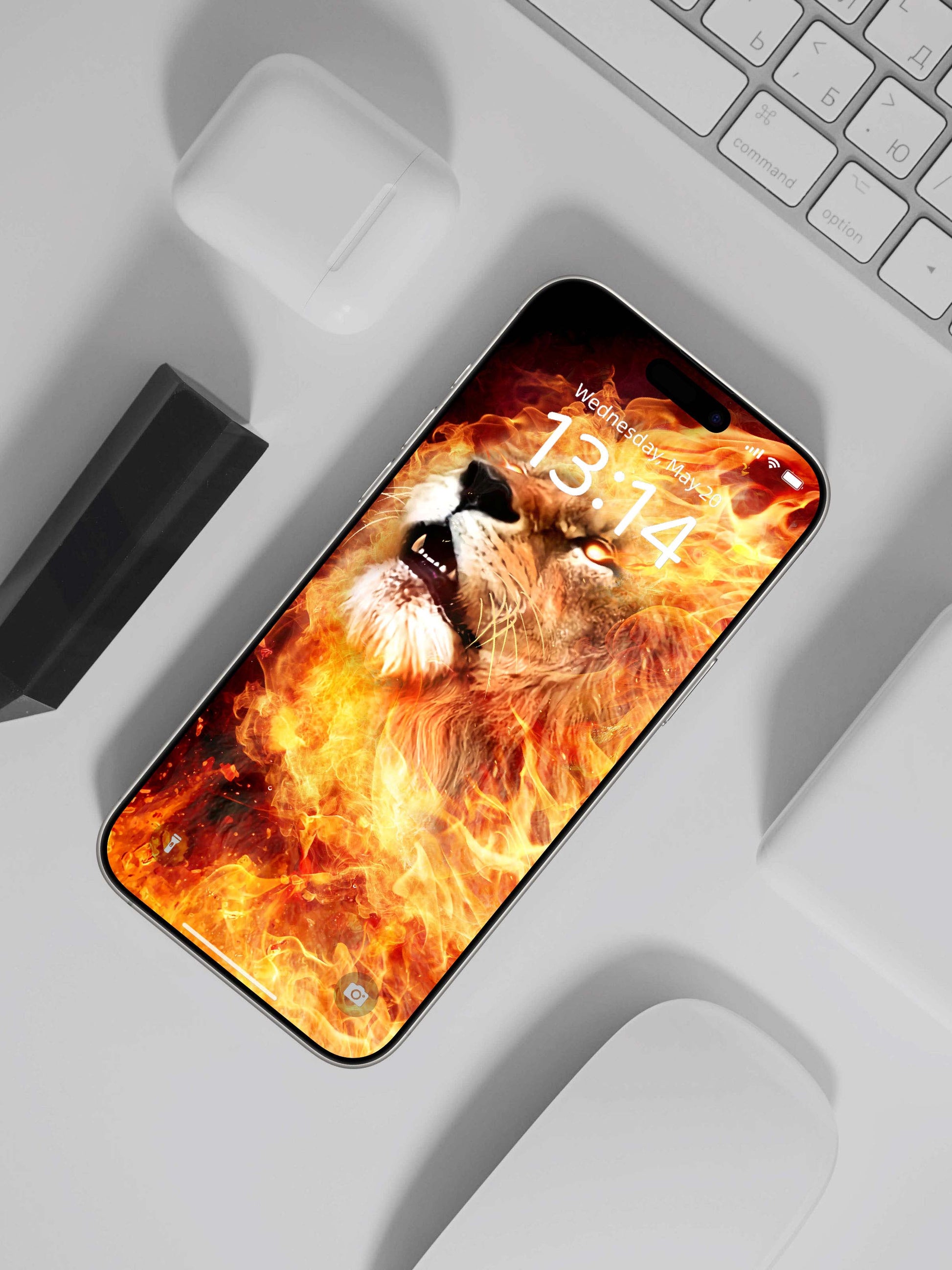 Inferno Lion Profile Phone Wallpaper