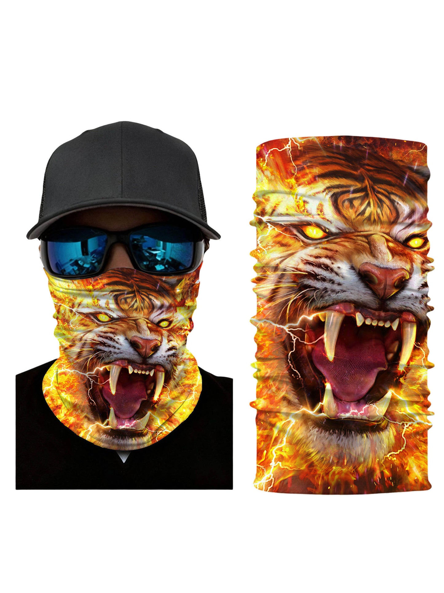 3D All Over Print Fiery Tiger Skull Graffiti Streetwear Unisex Breathable Soft Stretchy for Outdoor Use