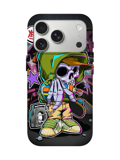 Skull Graffiti Edgy Cyberpunk Tough Phone Case