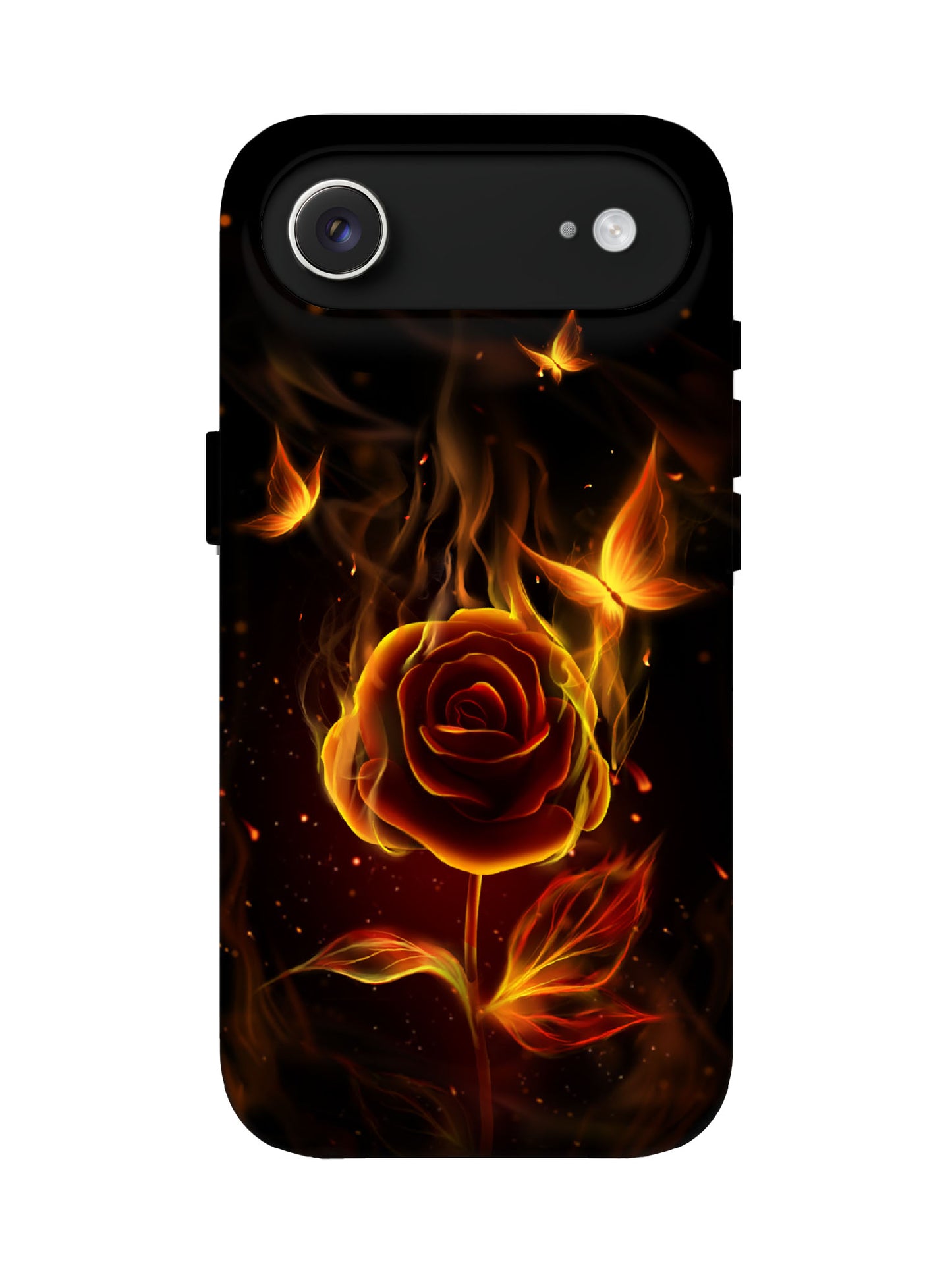 Flaming Rose Edgy Cyberpunk Protective Phone Case