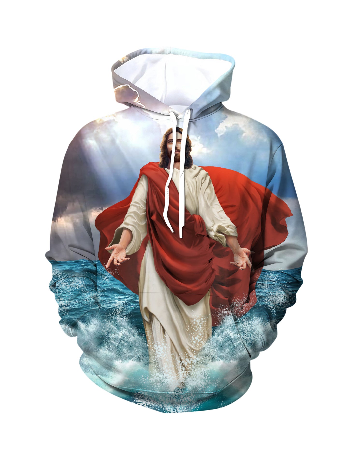 Jesus Walking on Water 3D All Over Print Hoodie for Men Women Religious Christian Art Sweatshirt