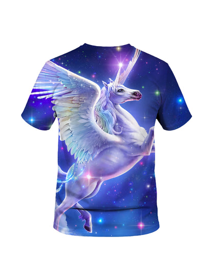 3D All Over Print Unicorn T-Shirt for Men Women Galaxy Space Fantasy Style