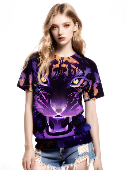 3D All Over Print Galaxy Tiger Face T-Shirt Men Women Cosmic Art Style