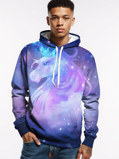 Unicorn Galaxy 3D All Over Print Hoodie for Women Men Soft Cotton Blend Aesthetic Streetwear