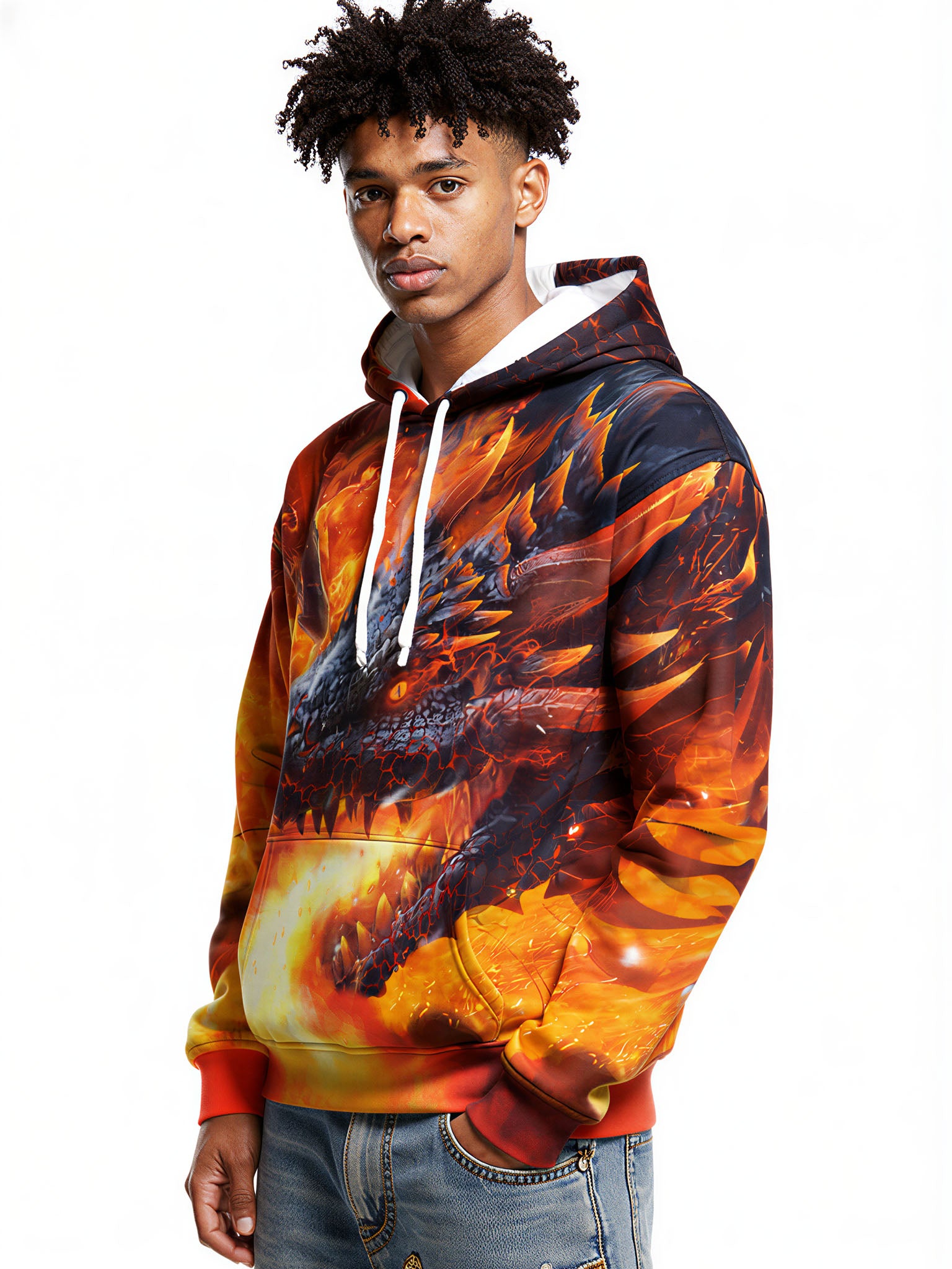 3D All Over Print Dragon Fire Hoodie Sweatshirt Fantasy Graphic For Men Women