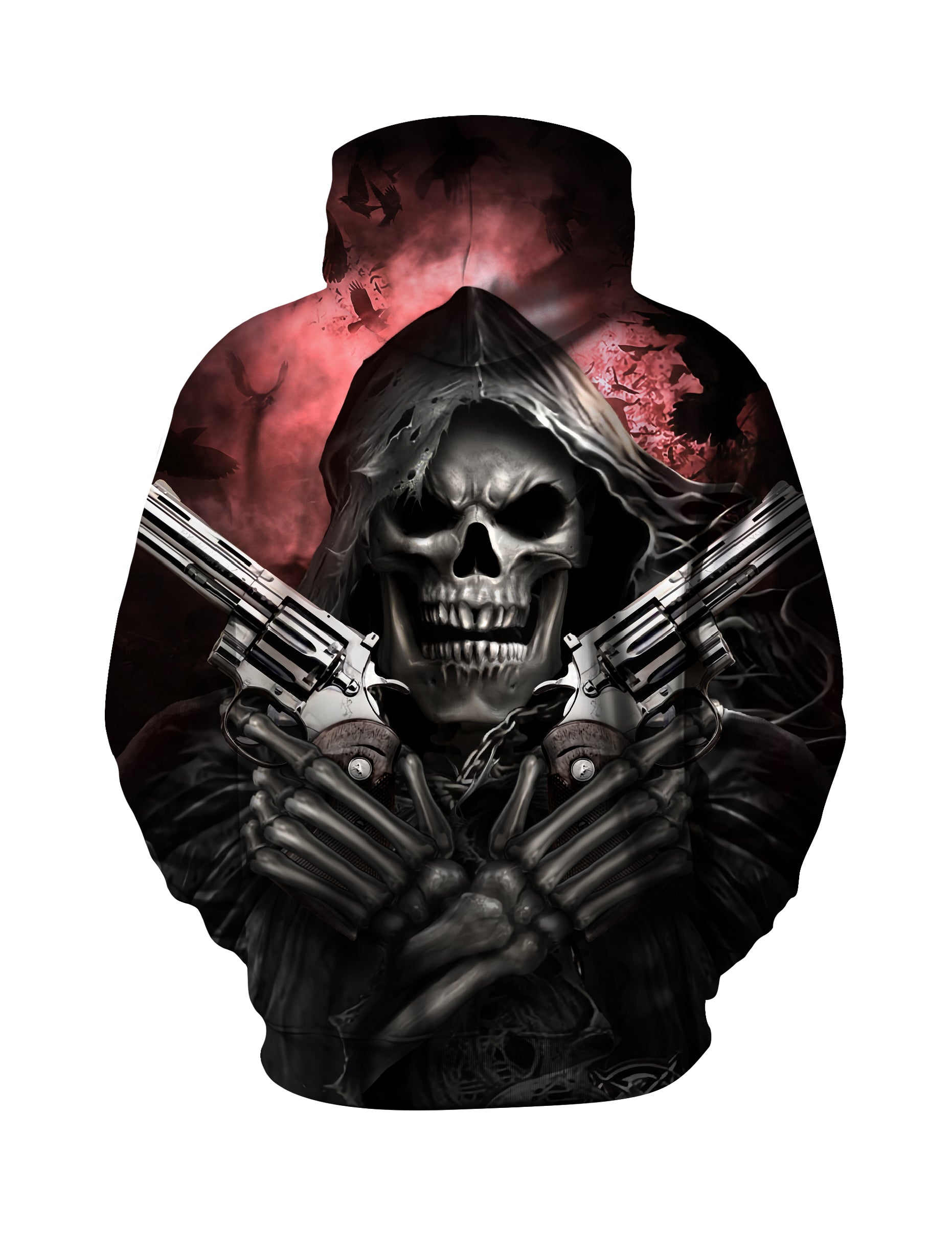 3D All Over Print Skull Double Guns Gothic Hoodie for Men Women Streetwear Edgy Dark Aesthetic