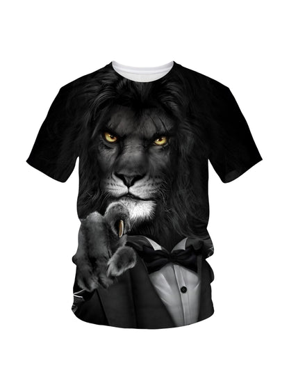 Men Women 3D All Over Print Lion Tuxedo T-Shirt Bold Statement Graphic Pullover