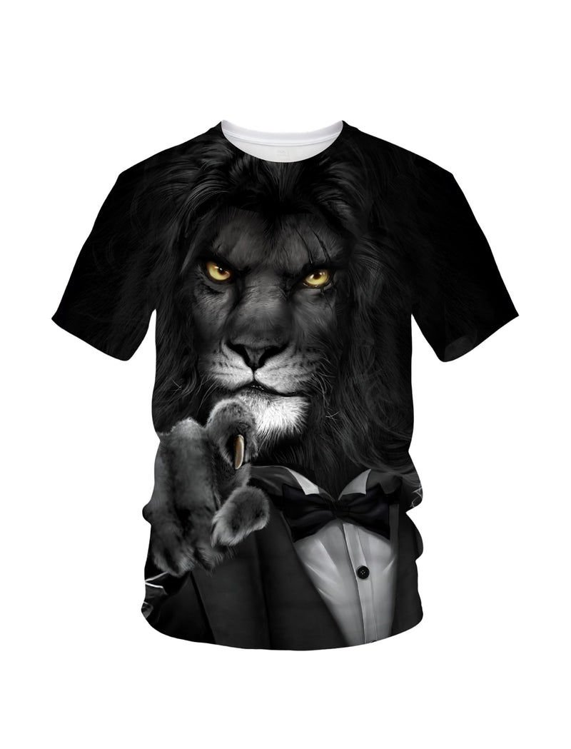 Men Women 3D All Over Print Lion Tuxedo T-Shirt Bold Statement Graphic Pullover