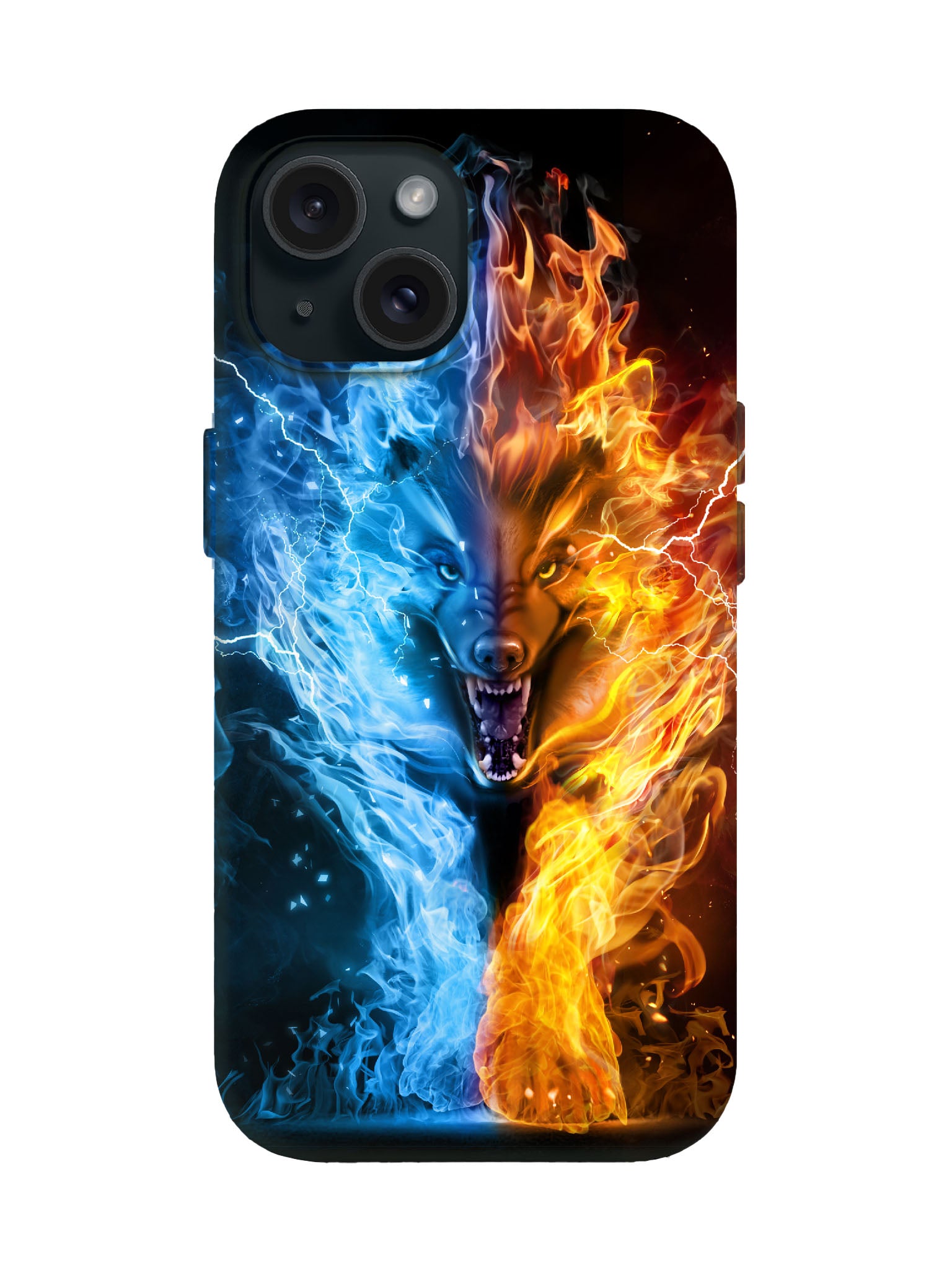 Flame and Lightning Wolf Edgy Cyberpunk Tough Phone Case
