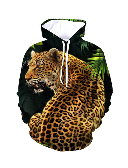 Leopard 3D All Over Print Hoodie Unisex Jungle Animal Style Soft Cotton Blend