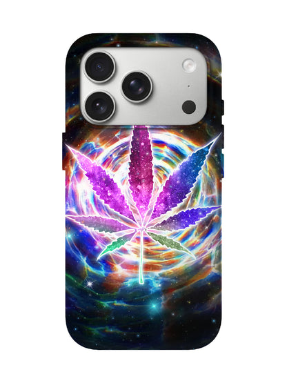 Neon Cannabis Leaf Cyberpunk Protective Phone Case