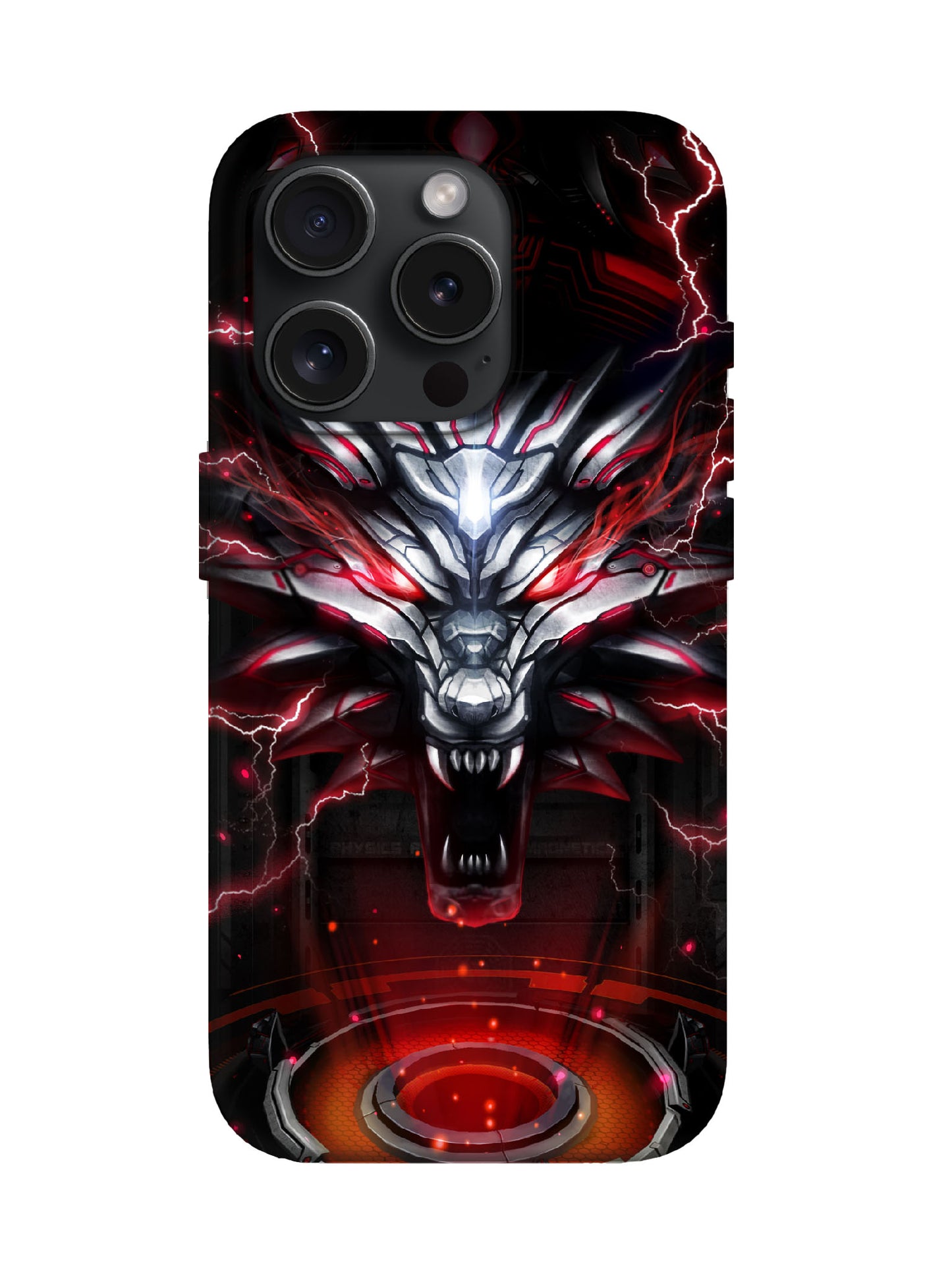 Cyberpunk Wolf Skull with Lightning Edgy Tough Phone Case