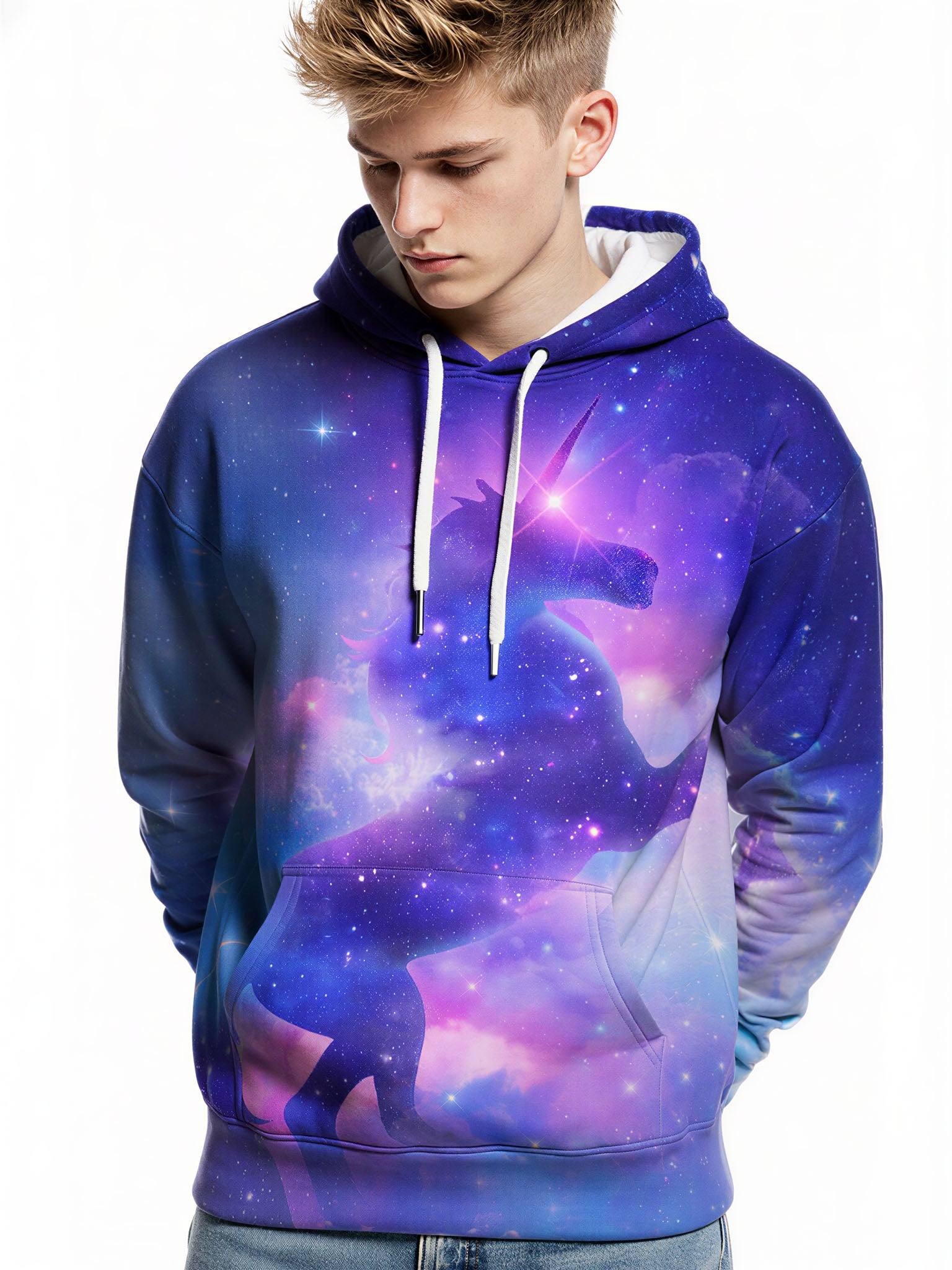 3D Vivid Space Unicorn Galaxy All Over Print Hoodie for Men Women