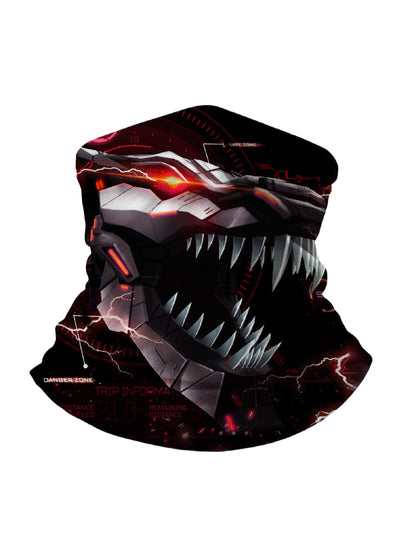 Tube Face Mask with 3D All Over Print Cyberpunk Dragon Skull Design, Streetwear Unisex Neck Gaiter, Soft Stretchy Breathable Fabric for Outdoor Activities