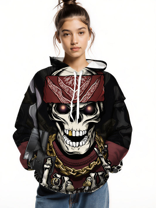 Gangster Skull 3D All Over Print Hoodie Unisex Streetwear Cotton Blend Loose Fit