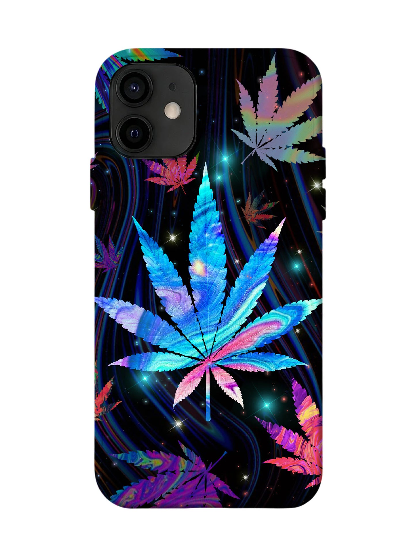 Neon Cannabis Leaf Cyberpunk Slim Phone Case