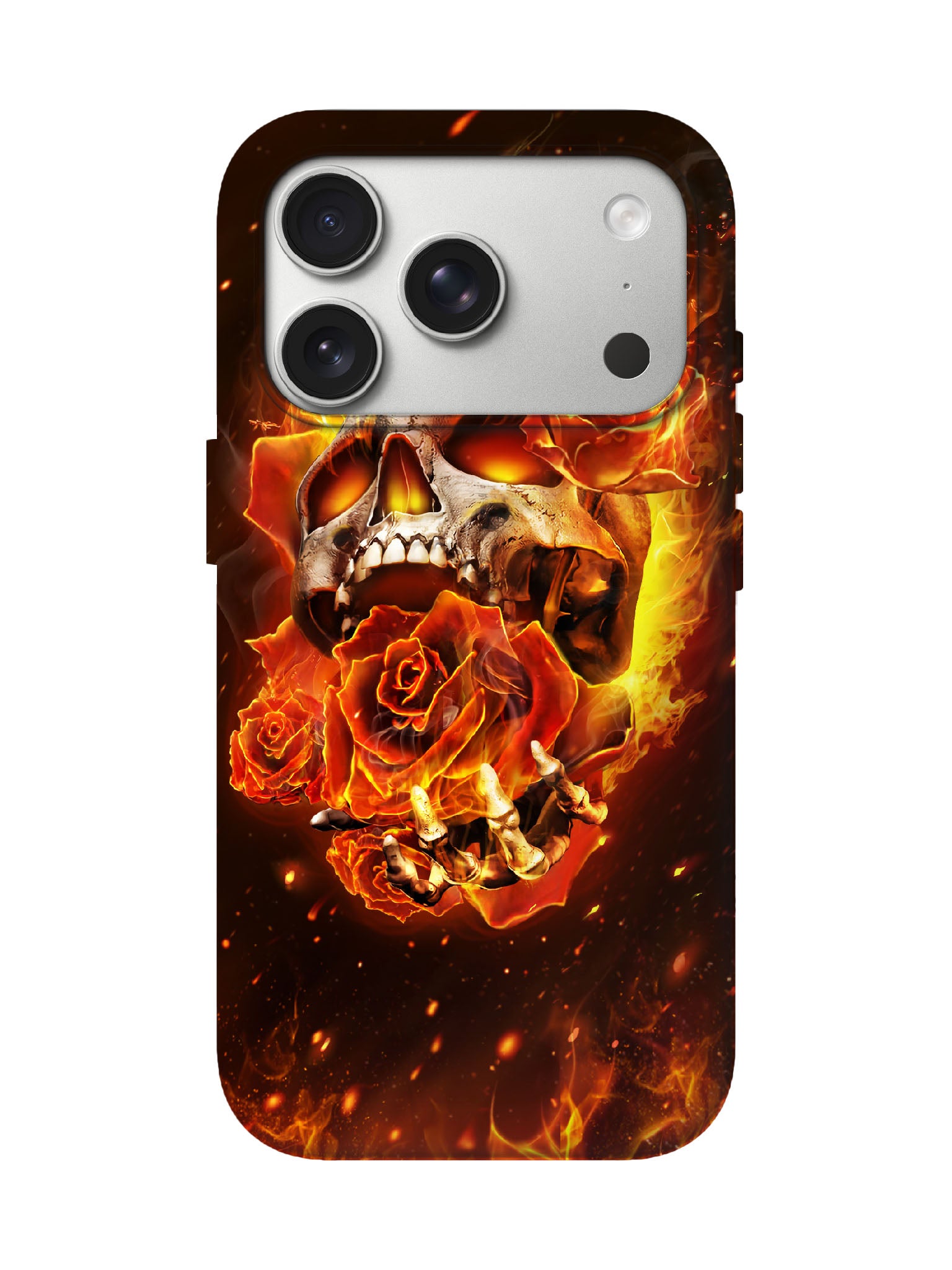 Skull and Roses Flame Edgy Tough Phone Case