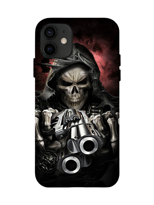Skull with Revolver Edgy Gothic Tough Phone Case