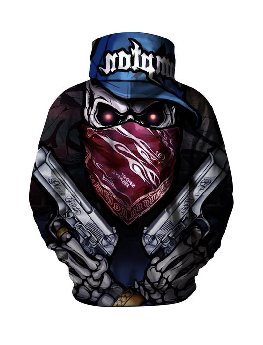 Compton Gangster Skeleton with Dual Pistols Streetwear Hoodie