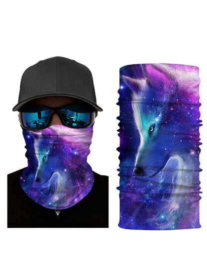 Unisex Mask with 3D all over print galaxy nebula wolf design, Aesthetic style, breathable fabric, soft stretchy, UV protection for outdoor activities